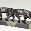 Art Deco bronzen sculptuur twee panters