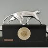 Art Deco clock with 3 bronze panthers, marble and onyx.