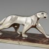 Art Deco verzilverd bronzen beeld panter