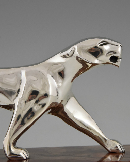 Art Deco silvered bronze panther