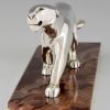 Art Deco verzilverd bronzen beeld panter