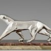 Art Deco Bronze Skulptur verrsilbert Panther