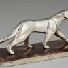 Art Deco Bronze Skulptur verrsilbert Panther
