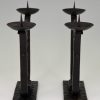 A fine pair of Art Deco wrought iron candelabra