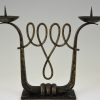 A fine pair of Art Deco wrought iron candelabra