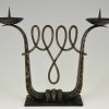 A fine pair of Art Deco wrought iron candelabra