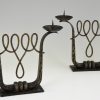 A fine pair of Art Deco wrought iron candelabra