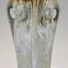 Art Nouveau vase 4 visages de femme, les 4 saisons.