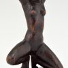 Art Deco hand carved wooden sculpture of a nude