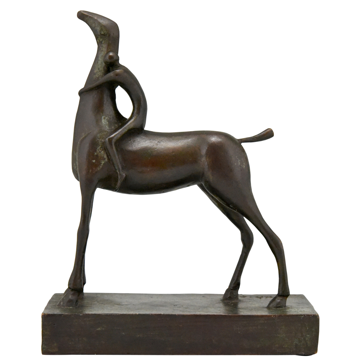 Bronzen sculptuur paard en ruiter