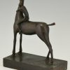 Bronzen sculptuur paard en ruiter