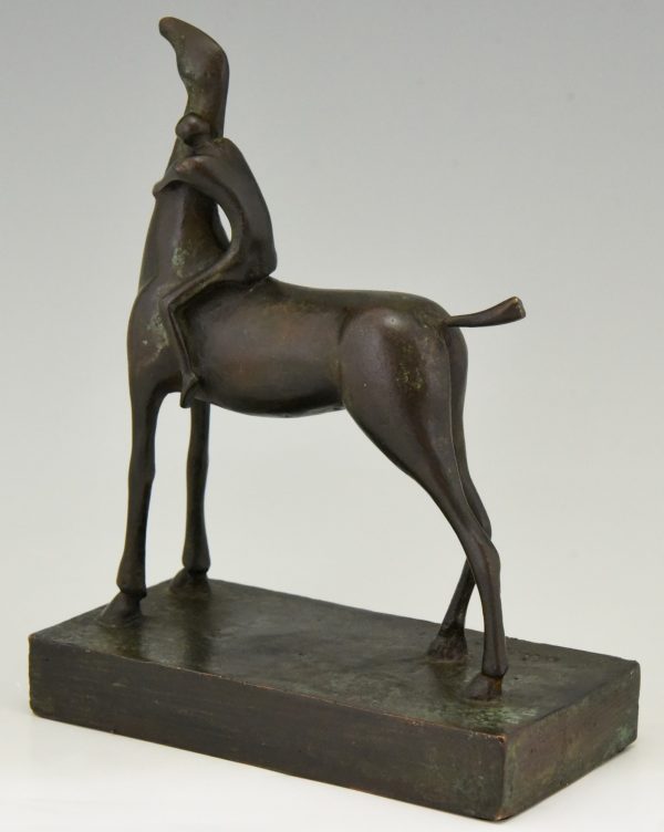 Sculpture en bronze garçon et cheval