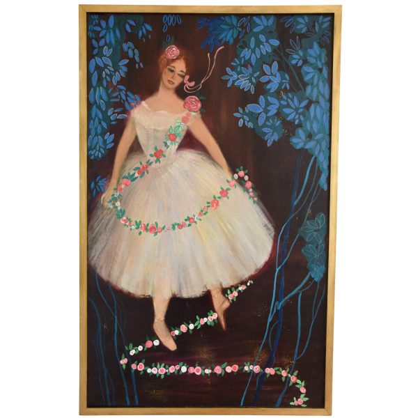 Mid Century painting of the ballerina étoile Claude Bessy.  