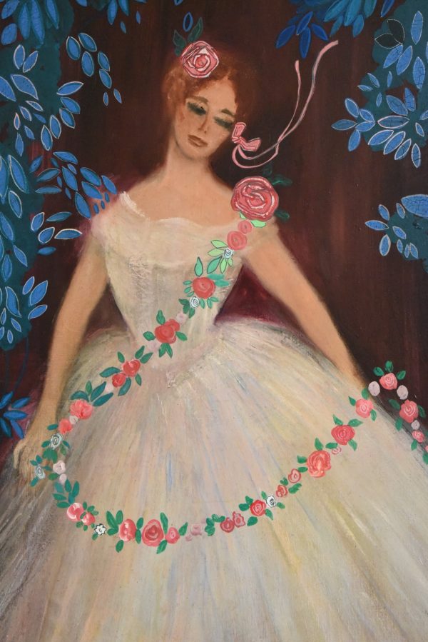Mid Century painting of the ballerina étoile Claude Bessy. 