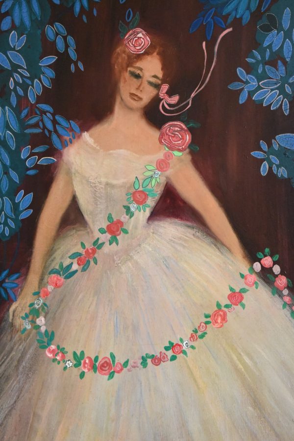 Mid Century painting of the ballerina étoile Claude Bessy.  