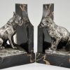 Art Deco boekensteunen brons kat en bulldog