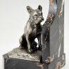 Art Deco Buchstützen Bronze Katze und Bulldogge