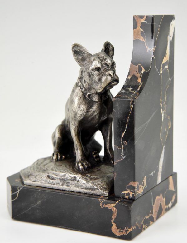 Art Deco Buchstützen Bronze Katze und Bulldogge