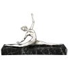 Art Deco silvered bronze sculpture nude dancer in split pose