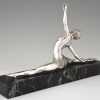 Art Deco sculpture bronze argenté danseuse grand écart