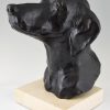 Art Deco bronze sculpture bust of a hunting dog