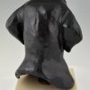 Art Deco bronze sculpture bust of a hunting dog
