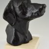 Art Deco bronzen beeld buste van een jachthond