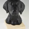 Art Deco bronzen beeld buste van een jachthond