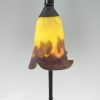 Art Deco double pâte de verre glass and iron table lamp