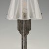 Art Deco glass and iron table lamp