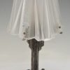 Art Deco glass and iron table lamp