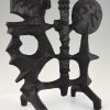 Mid-century modern abstract iron sculpture