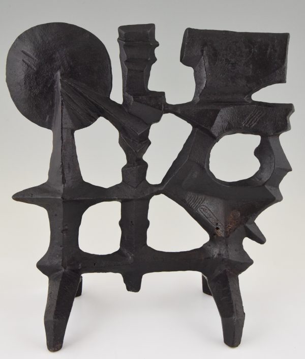 Mid-century modern abstract iron sculpture