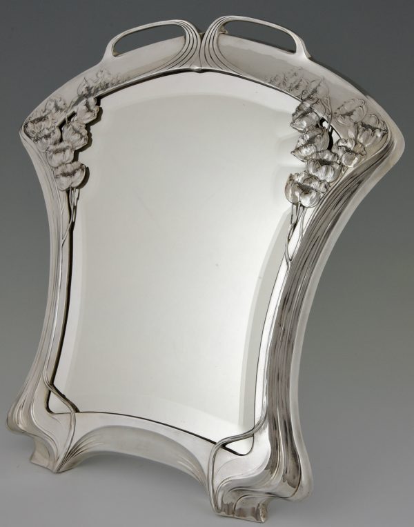 Mirroir Art Nouveau metal argenté