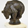 Art Deco bronze sculpture of a bear on a ball