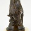 Art Deco bronze sculpture of a bear on a ball