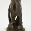 Art Deco bronzen sculptuur beer op een bal