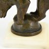 Art Deco bronze sculpture of a bear on a ball