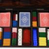 Kasten für Kartenspiel emailliertes Silber und Holz 1960