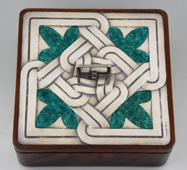 Mid Century enamelled sterling silver and wood box