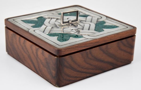 Mid Century enamelled sterling silver and wood box
