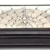 Mid Century silver and wood box with spider in web