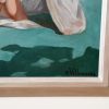 Large French Art Deco painting with three bathing nudes