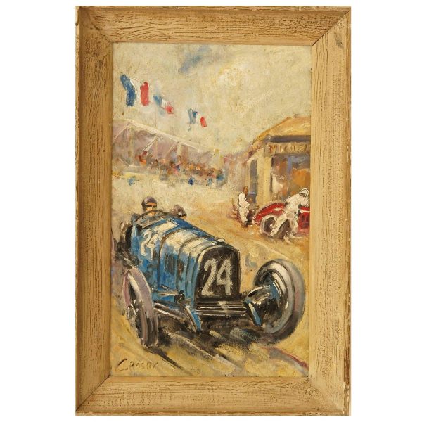 Painting oldtimer vintage cars rally Bugatti