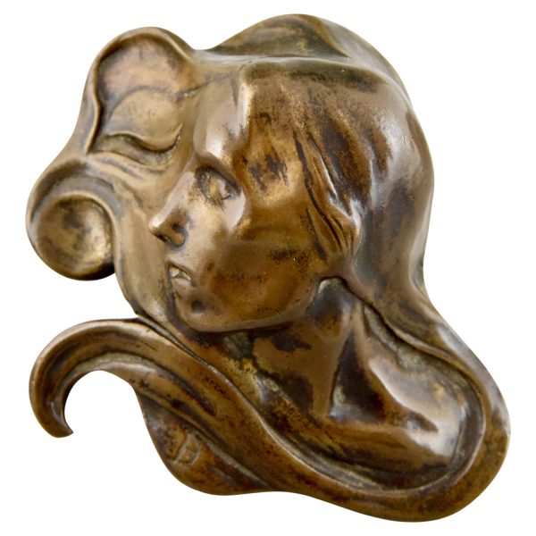 Art Nouveau presse papier bronze visage de femme