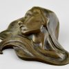 Art Nouveau presse papier bronze visage de femme