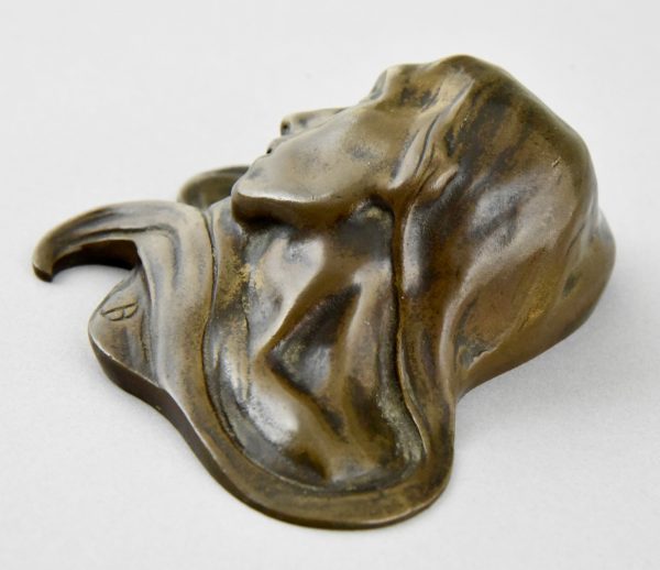 Art Nouveau presse papier bronze visage de femme