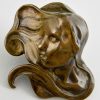 Art Nouveau bronze paperweight womans profile