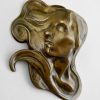 Art Nouveau bronze paperweight womans profile