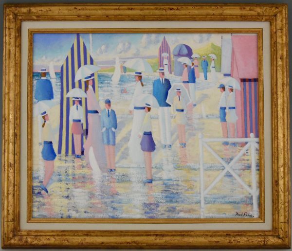 Peinture promenade sur la plage de Deauville